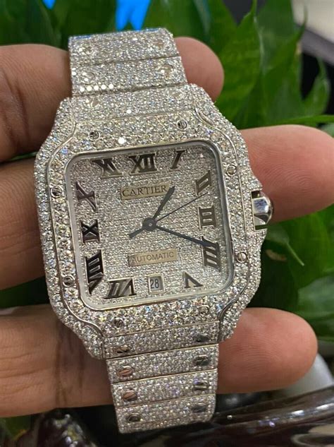 cartier mens watch with diamonds|cartier full diamond watch.